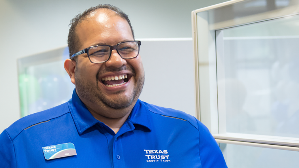 Alex in Branch at Texas Trust Credit Union