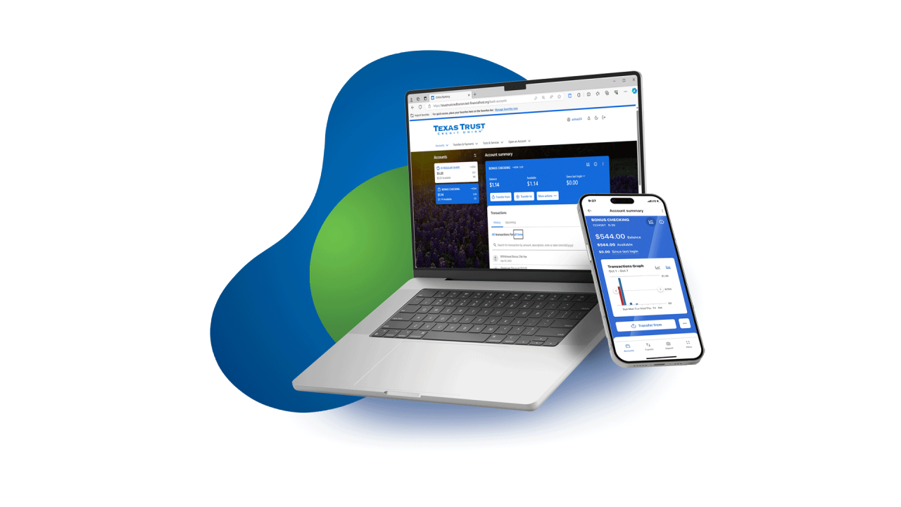 Texas Trust Online Banking on desktop and mobile